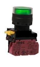 NÚT NHẤN NHẢ IDEC, MÀU XANH LÁ CÂY, CÓ ĐÈN,LOẠI LỒI: YW1L-M2E01QM3G